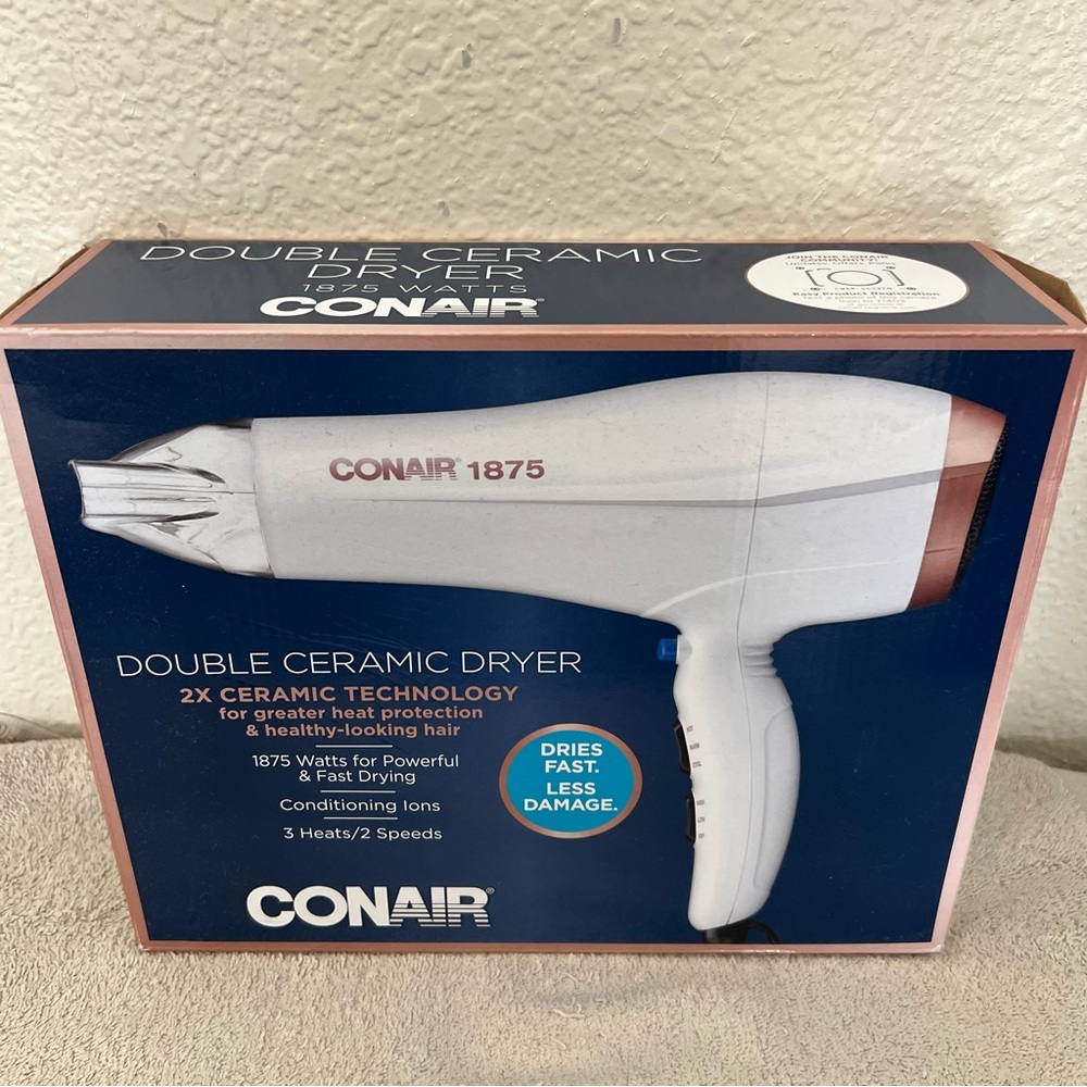 Double Ceramic Hair Dryer - White and Rose Gold